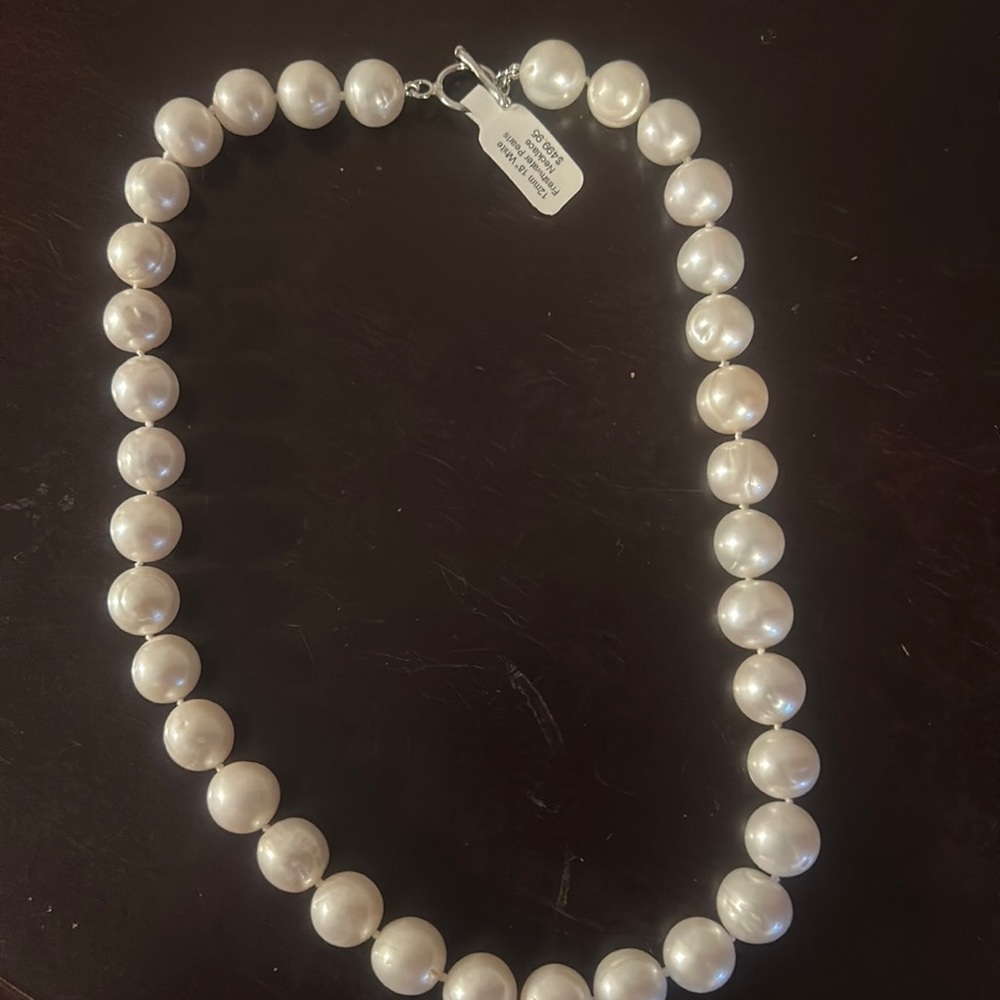 12 mm, 18 inch white freshwater pearl necklace